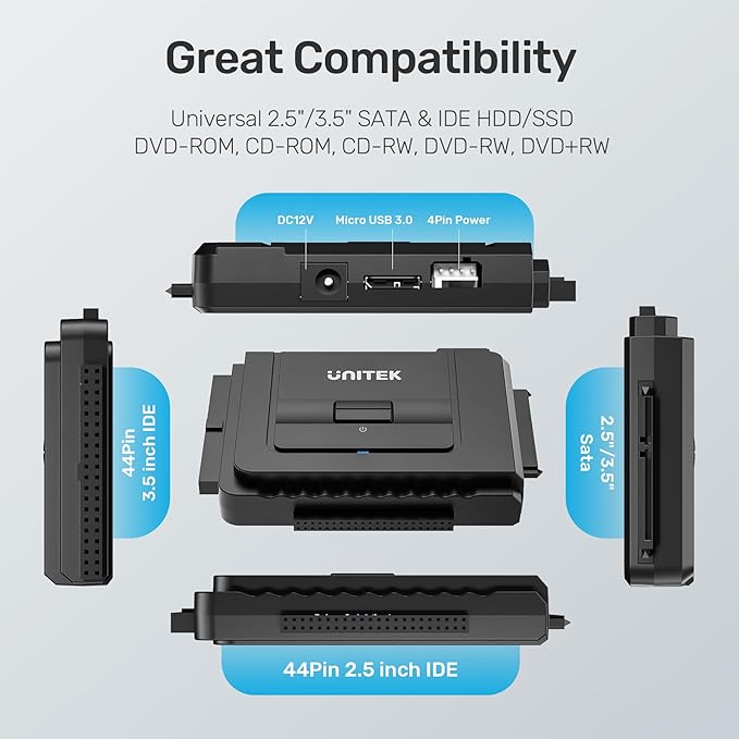 Unitek USB C to IDE and SATA Converter External Hard Drive Adapter Kit - Image 4