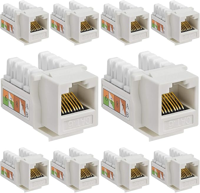 Cmple - 10 Pack Cat6 Keystone Jack Insert Punch Down RJ45 Connectors RJ45 by Cmple