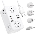 Kakyanill European Travel Plug Adapter, EU/UK/US Travel Adapter Power Strip by kakyanill