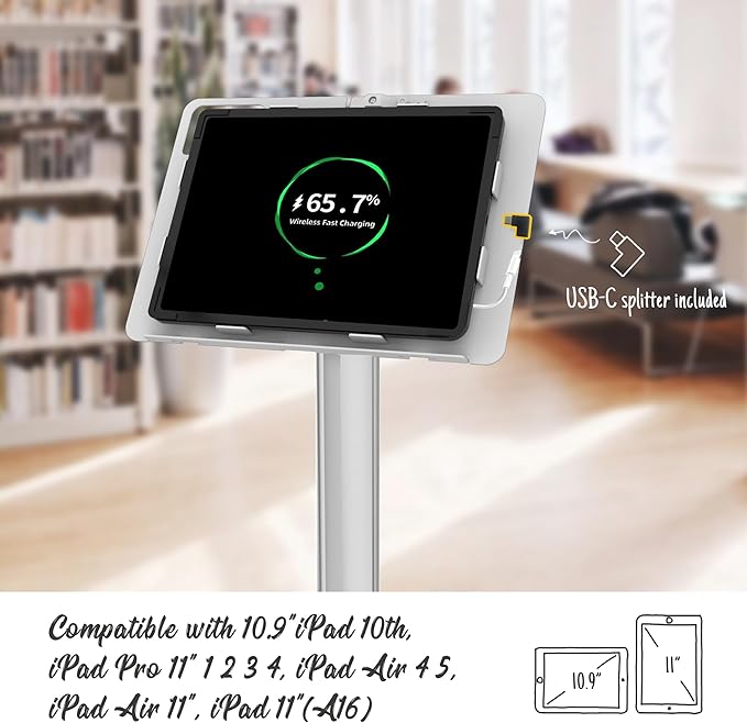 Tablet Floor Stand, Anti-Theft, Rotate Lockable Metal Tablet Enclosure+Aluminum - Image 5