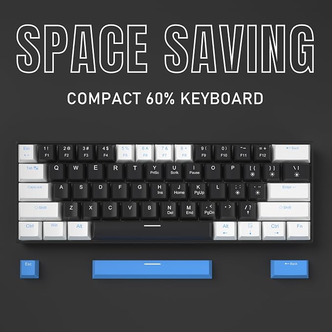 60% Mechanical Gaming Keyboard, Detachable Type-C Cable Mini Keyboard - Image 3