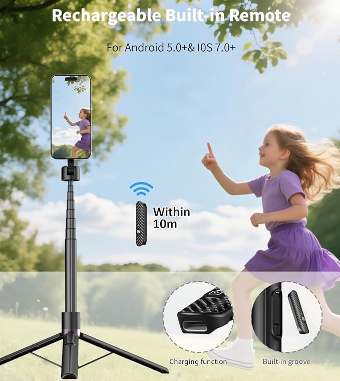 TONEOF 68" Magnetic Selfie Stick Tripod - Image 6