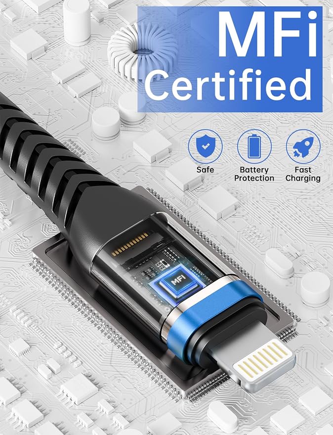 Lightning Cable 10 FT 3Pack Extra Long iPhone Charger Cable Nylon Braided Fast - Image 4