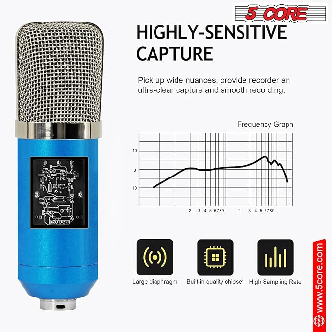 5Core Recordng Microphone Podcast Bundle Condenser w Microphone Arm Desk Mic - Image 3