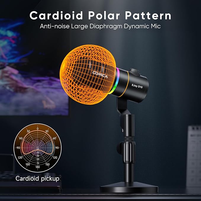 COMICA EJoy D10 USB Gaming Microphone – RGB Dynamic Mic - Image 3