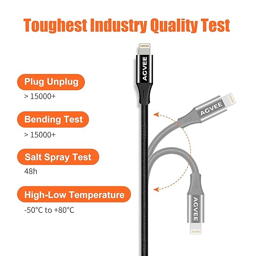 AGVEE 2 Pack 3.3ft Lightning Extension Cable, Braided Female to Male Extender - Image 6