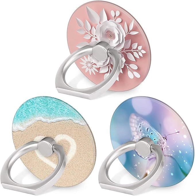 Bonoma Phone Ring Holder, 3 Pack Beach Flowers Butterfly Universal Finger Ring by Bonoma