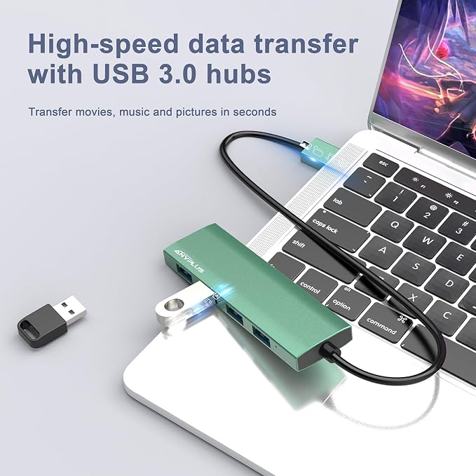 USB Hub, USB 3.0 Hub Aluminum Alloy Ultra Slim USB Splitter, Portable 4 Port - Image 4