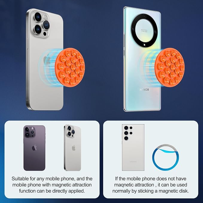 Silicone Suction Cup Phone Mount, Magnetic Suction Phone Case Stand, Mirror - Image 2