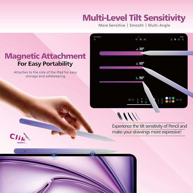 Stylus Pen for iPad, 14Mins Fast Charge for Apple Pencil, Palm Rejection - Image 6