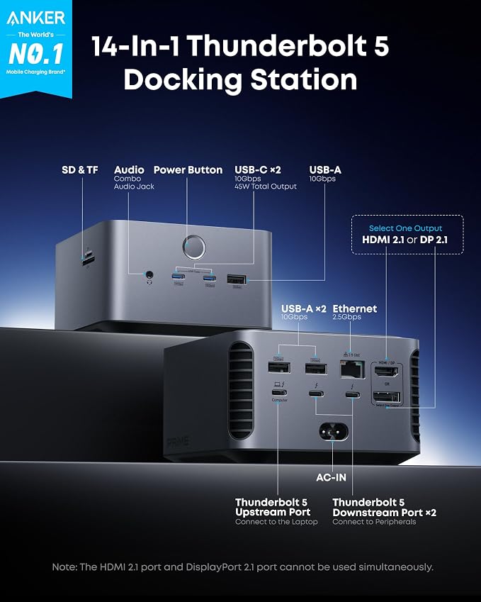 Anker Prime TB5 Docking Station, 14-in-1 Thunderbolt 5 Dock - Image 2