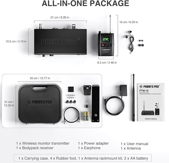 Phenyx Pro UHF Stereo Wireless in Ear Monitor System, Wireless IEM, 900MHz Band - Image 6