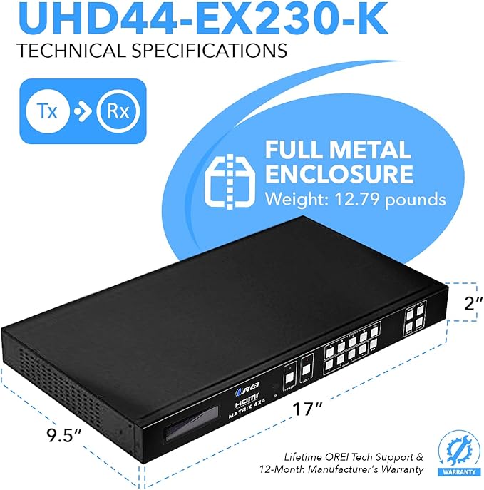 OREI Professional 4K 4x4 HDMI Extender Matrix - Image 5