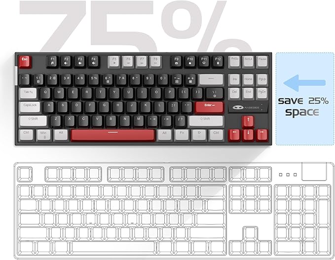 MageGee 75% Mechanical Gaming Keyboard, LED Blue Backlit, 87 Keys Compact TKL - Image 3