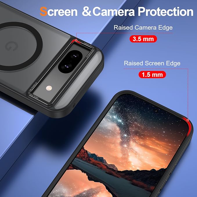 Magnetic for Google Pixel 8a Case, Shockproof Slim Translucent Matte Anti-Slip - Image 3