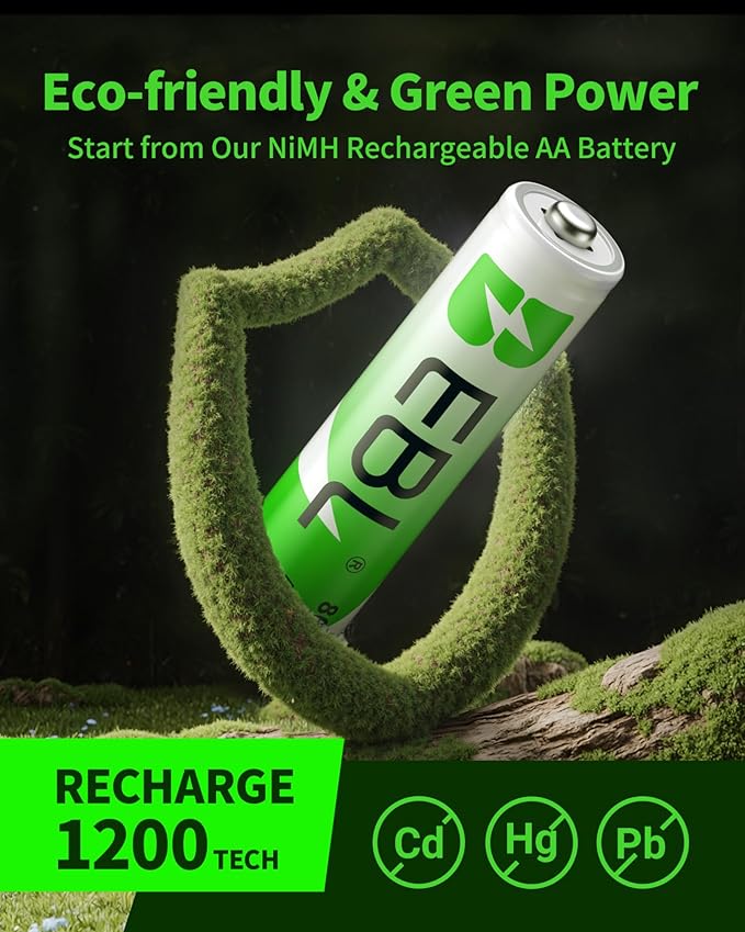 EBL AAA Rechargeable Batteries Ni-MH 1.2V 800mAh 12 Pack - Image 2