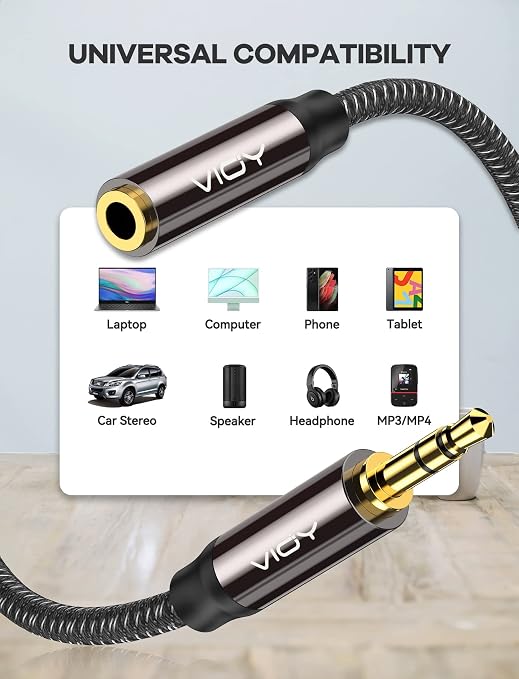 VIOY Headphone Extension Cable 10 FT, 3.5 mm Male to Female Stereo Audio Cable - Image 3