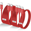 3-Pack Red 60W USB C to USB C Cable, Type C Fast Charging Cable by LOFPYE