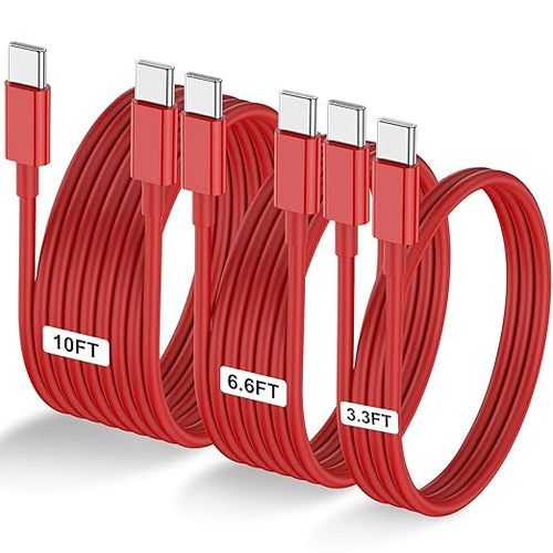 3-Pack Red 60W USB C to USB C Cable, Type C Fast Charging Cable by LOFPYE