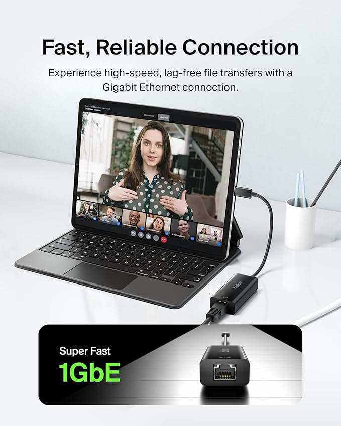 Belkin USB-C to Ethernet Adapter, Gigabit Ethernet Port Compatible w/ USB-C - Image 3