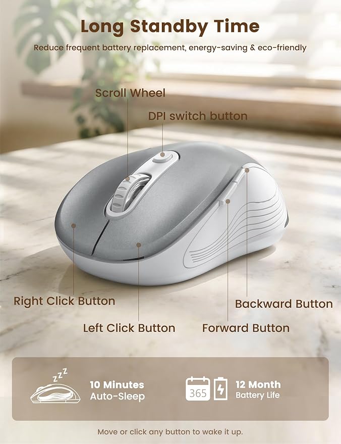 WisFox 2.4G Wireless Mouse for Laptop, Ergonomic Computer Mouse - Image 4