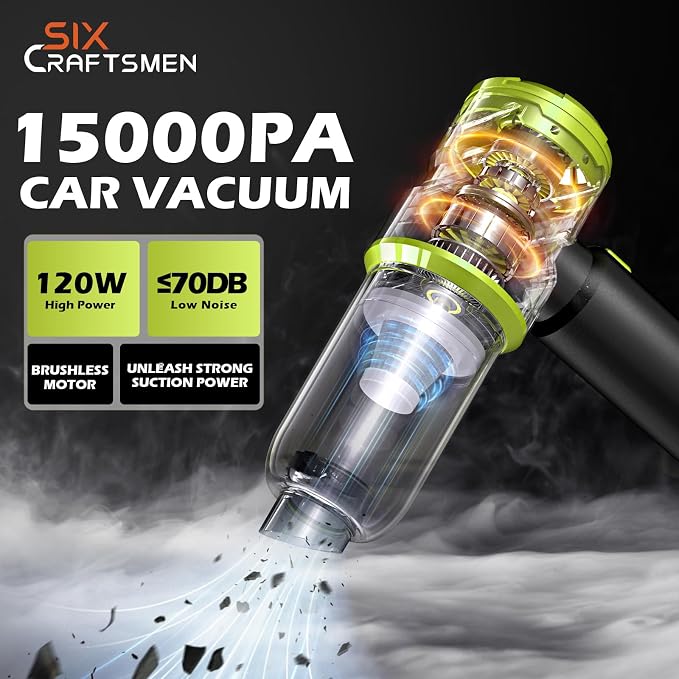 Handheld Car Vacuum with 15000PA Power, 4 in 1 Small Powerful Cordless Vacuum - Image 2