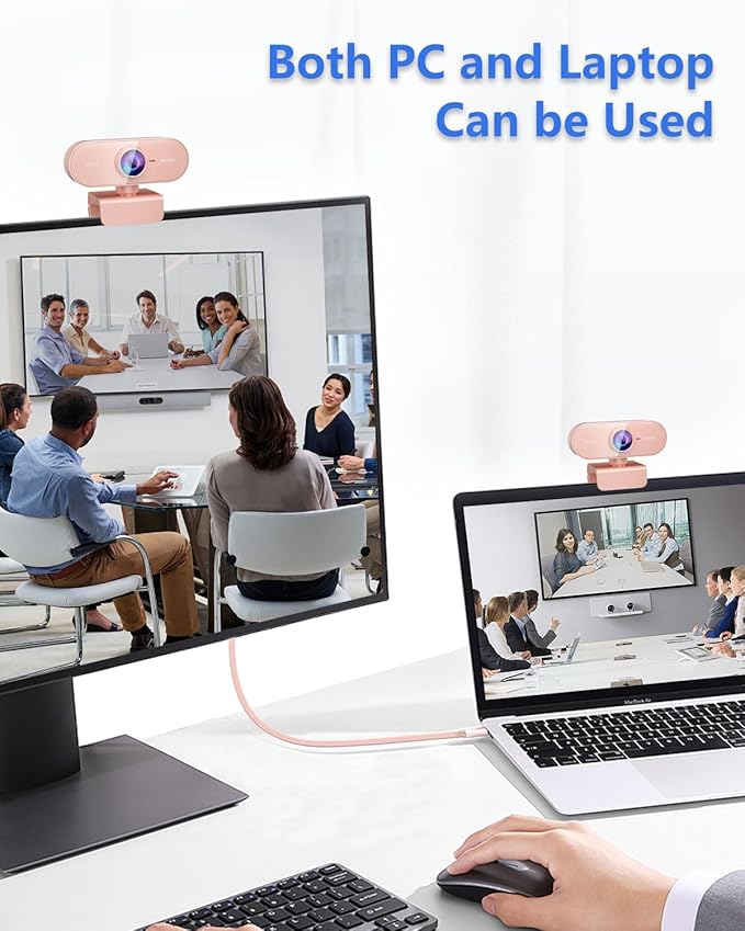 Webcam for pc with Microphone, Full Hd 1080P Pink Streaming Web Cam with Mic - Image 5
