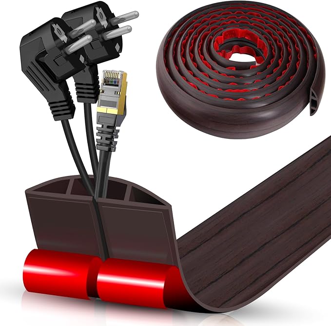 Floor Cord Cover Cavity 0.8"x0.37" Self Adhesive Cord Hider, 10FT Low Profile by DBHXXMB-HH