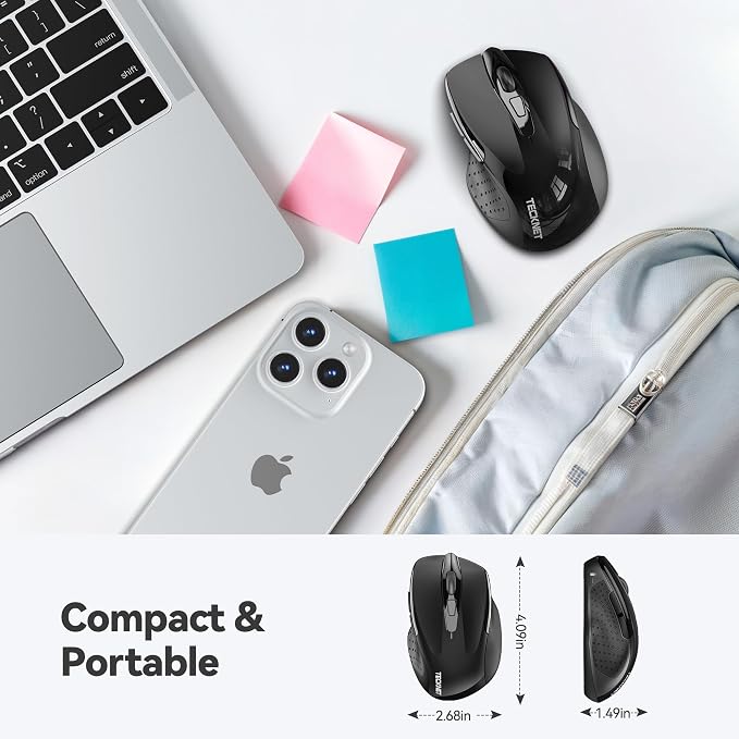 TECKNET Wireless Mouse, 2.4G Ergonomic Optical Mouse, Computer Mouse - Image 3