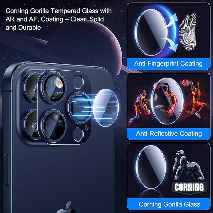 Esanik 2 Pack for iPhone 15 Pro/iPhone 15 Pro Max Camera Lens Protector - Image 2