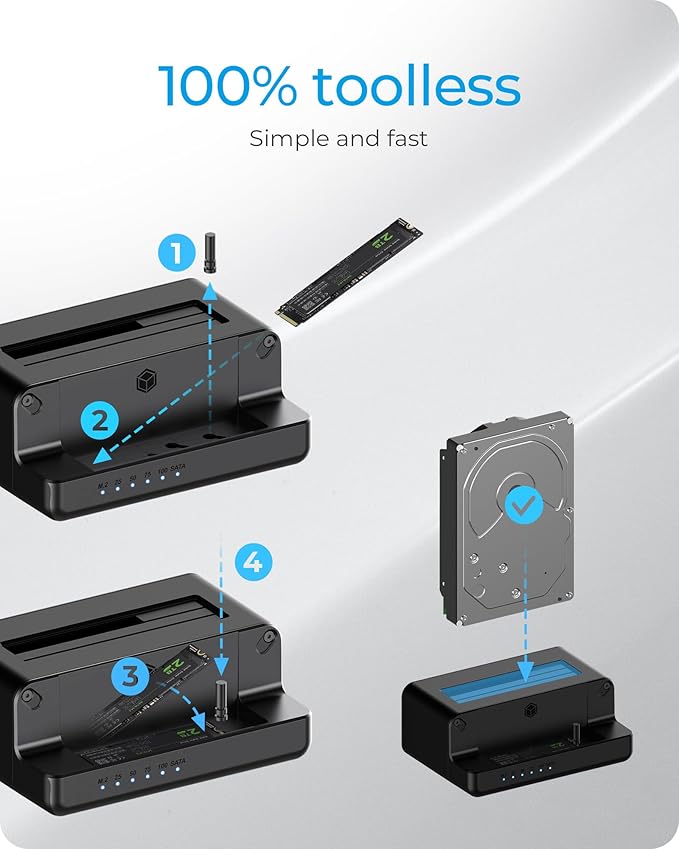 M.2 NVMe & SATA SSD/HDD Hard Drive Docking Station, ICY BOX USB-C 10Gbps M.2 - Image 3