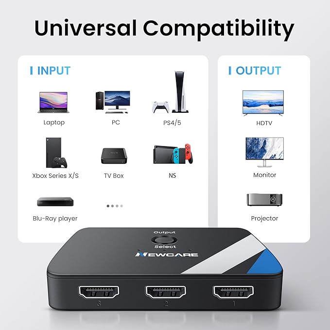 HDMI Switch 3 in 1 Out, 4K@60Hz HDMI 2.0 Switch Splitter - Image 3