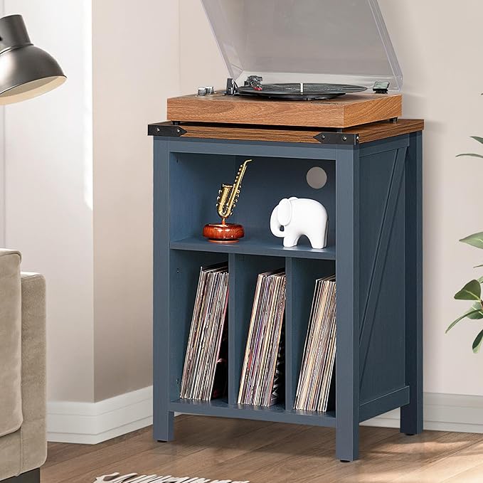 Record Player Stand with Vinyl Record Storage, Large Wood Turntable Stand - Image 5