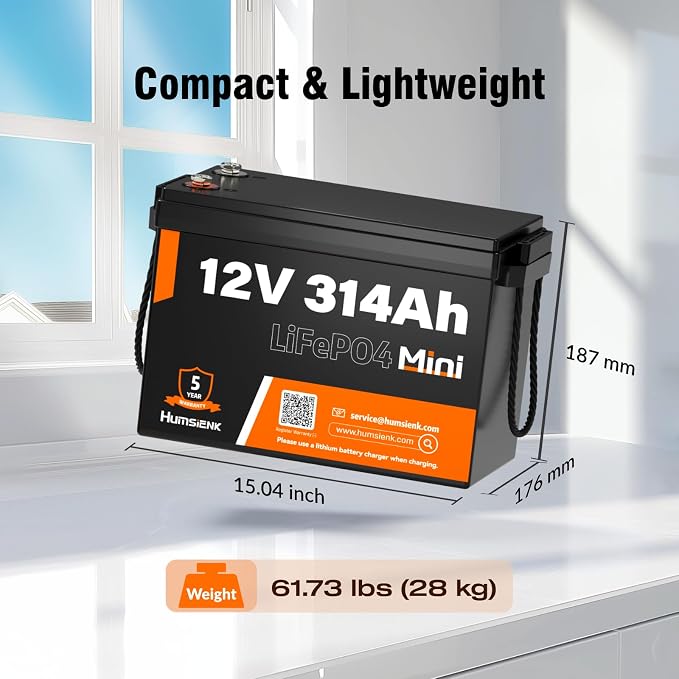 12V 314Ah LiFePO4 Lithium Mini Battery, Max. 4019Wh Energy, 15000+ Deep Cycles - Image 4