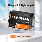 12V 314Ah LiFePO4 Lithium Mini Battery, Max. 4019Wh Energy, 15000+ Deep Cycles - Image 4