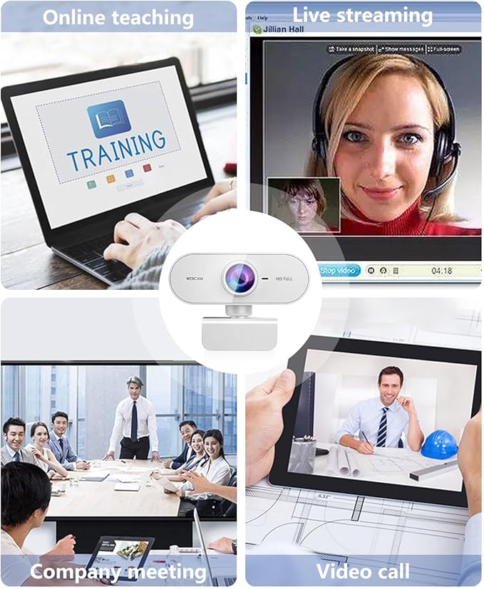 Webcam for pc with Microphone, Full HD 1080P White Streaming Web Cam for Mac - Image 7