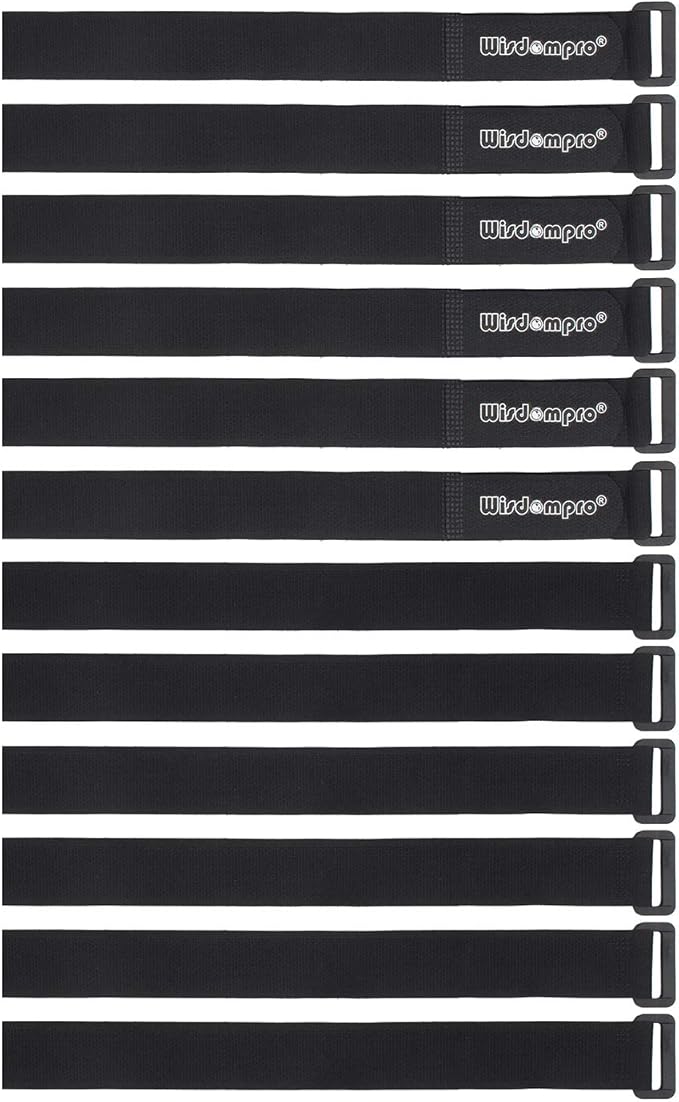 12 Pack 1 x 18 Inches Hook and Loop Reusable Fastening Cable Tie Down Straps by by Wisdompro