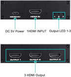 1x3 HDMI Splitter, 1 in 3 Out HDMI Splitter Audio Video Distributor Box Support - Image 5