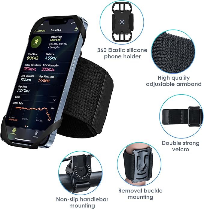 Cikyner Running Armband, 3 in 1 Running Phone Holder Sports Armband Bicycle - Image 4