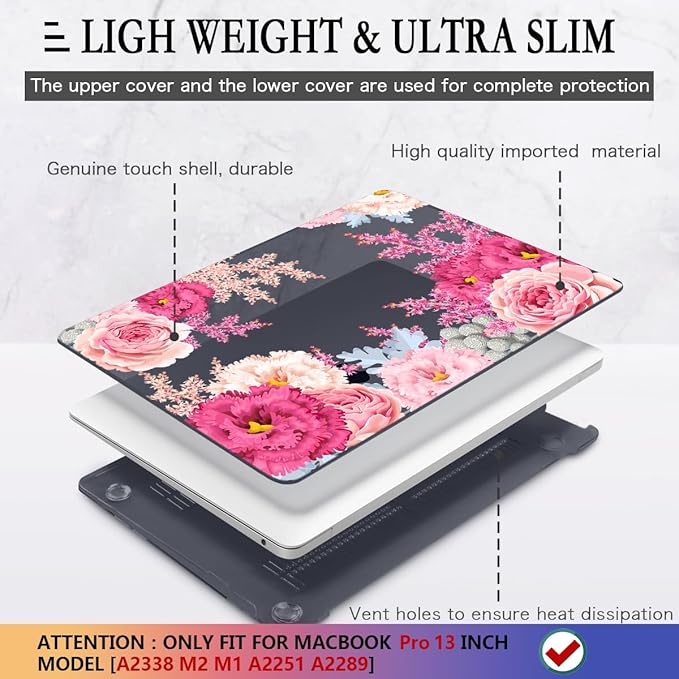 CISSOOK Floral Case Cover for MacBook Pro 13 Inch 2025-2020 Release A2338 A2289 - Image 4