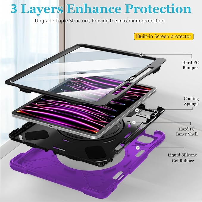 Case for iPad Pro 12.9 2022/2021/ 2020/2018: Cover for iPad Pro 12.9 6th/ 5th/ - Image 6