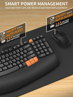 Wireless Keyboard and Mouse Combo, 2.4G Wave Keys Ergonomic Keyboard - Image 4