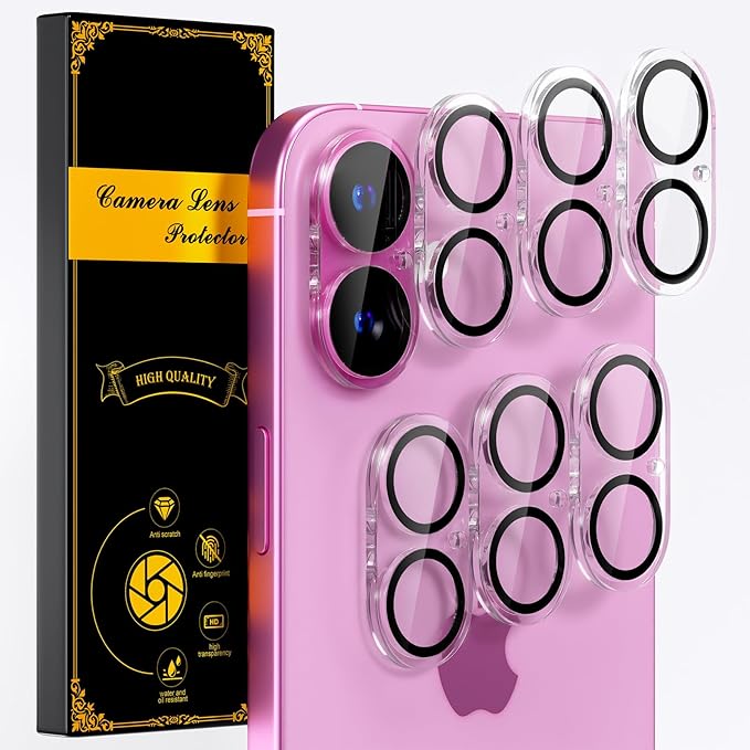 beuxece for 6 Pack iPhone 16 / iPhone 16 Plus Camera Lens Protector 9H Tempered by Beuxece