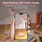 BOHON Cute Desk Lamp with USB C+A Charging Ports, Wireless Charger Pink Lamp - Image 8