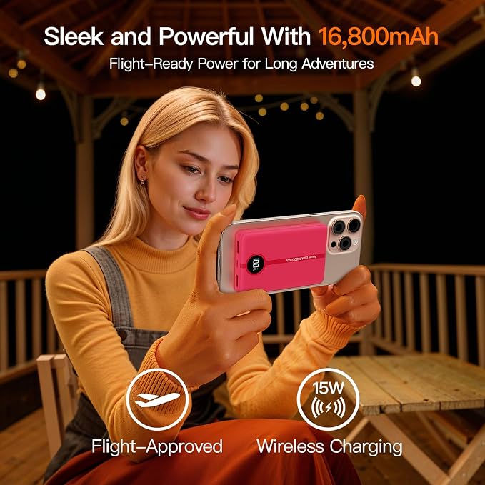 Magnetic Portable Charger, 16800mAh Wireless Power Bank, - Image 2