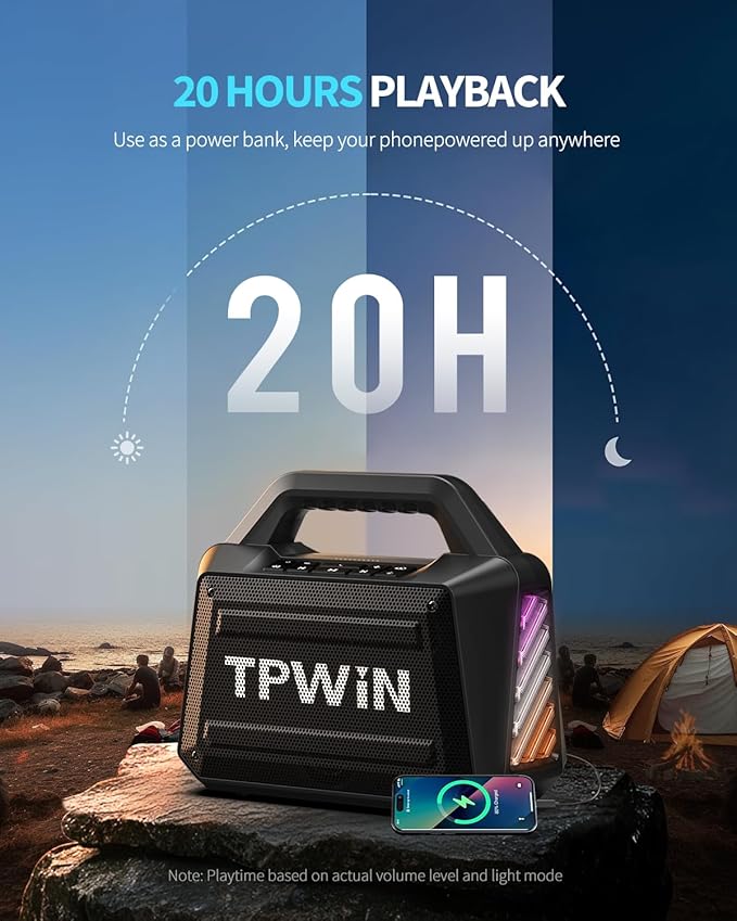 Portable Bluetooth Speaker - 80W Peak Loud Speakers - Image 3