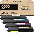 6655 Toner Cartridge Set 4-Pack High Capacity Black Cyan Magenta Yellow by KingKJInkToner