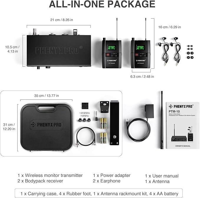 Phenyx Pro Wireless in Ear Monitor System, True Stereo UHF IEM, in Ear Monitors - Image 6