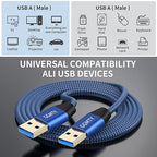 USB to USB Cable 3FT, Durable Braidedfor USB 3.0 Male to Male Type A to Type A - Image 7