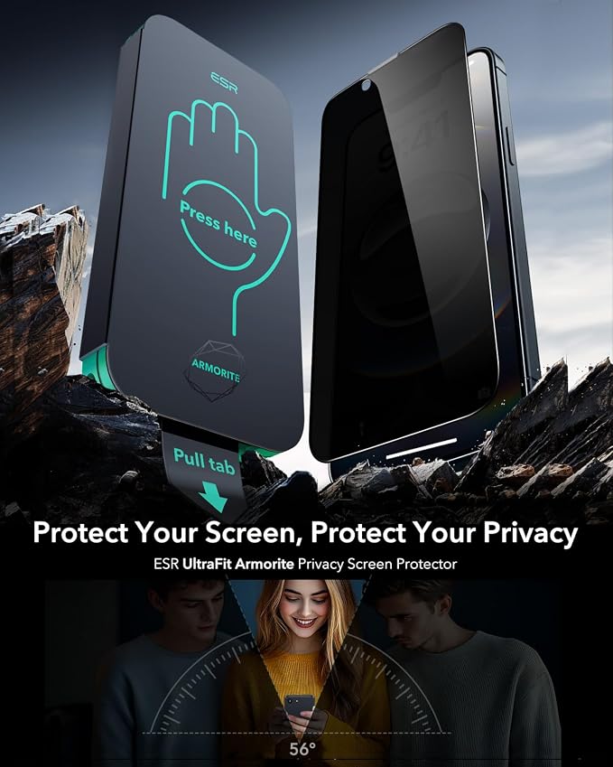 ESR 3 Pack 9H+ Glass for iPhone 16e/ iPhone 14/ iPhone 13/13 Pro Privacy Screen - Image 2